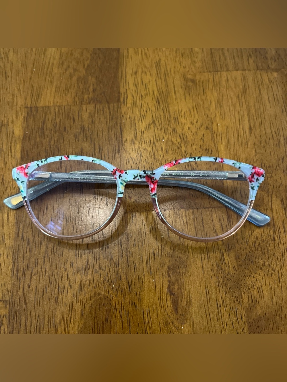 Ted Baker Eyeglasses Frames B981 Floral Pattern & Blue Round Full Rim 45-17-130